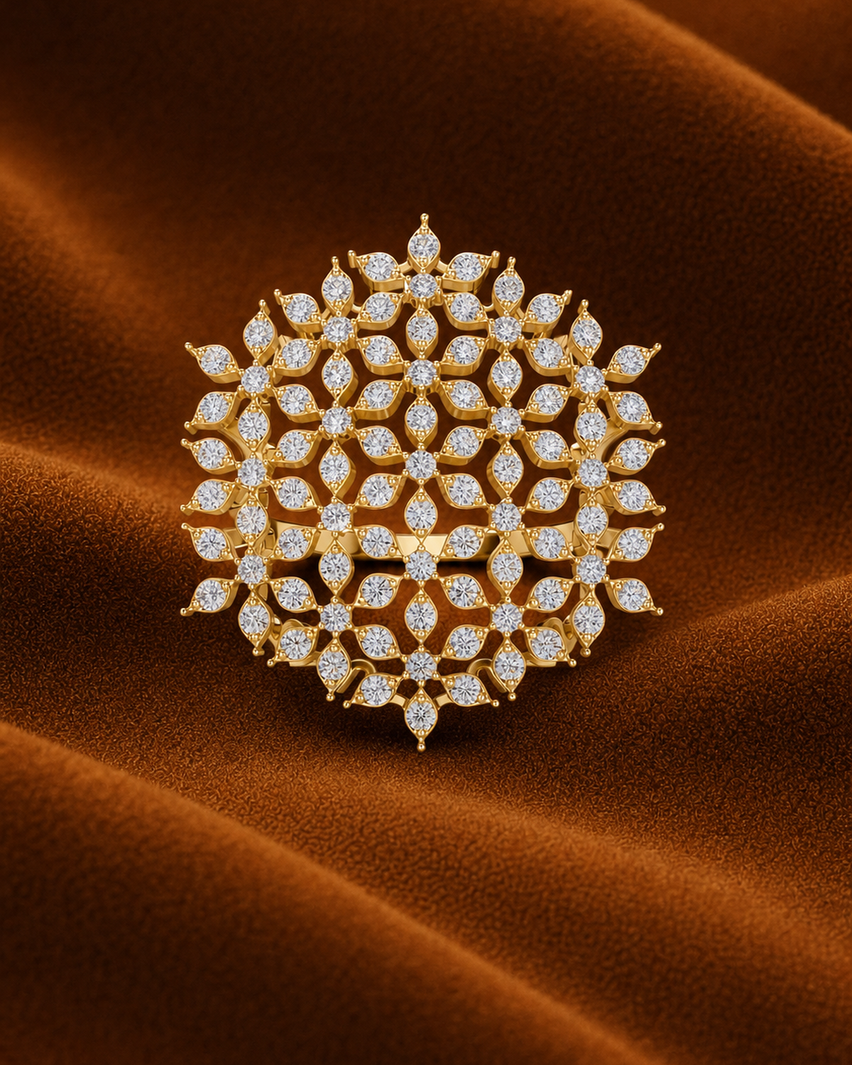 Floral Lattice Medallion Ring by MONICONIC