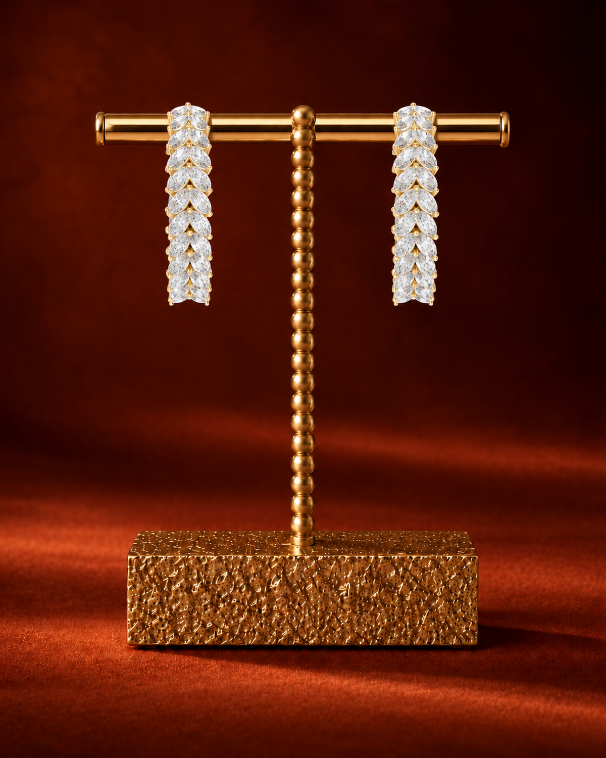 Marquise Leaf Diamond Hoop Earrings by MONICONIC