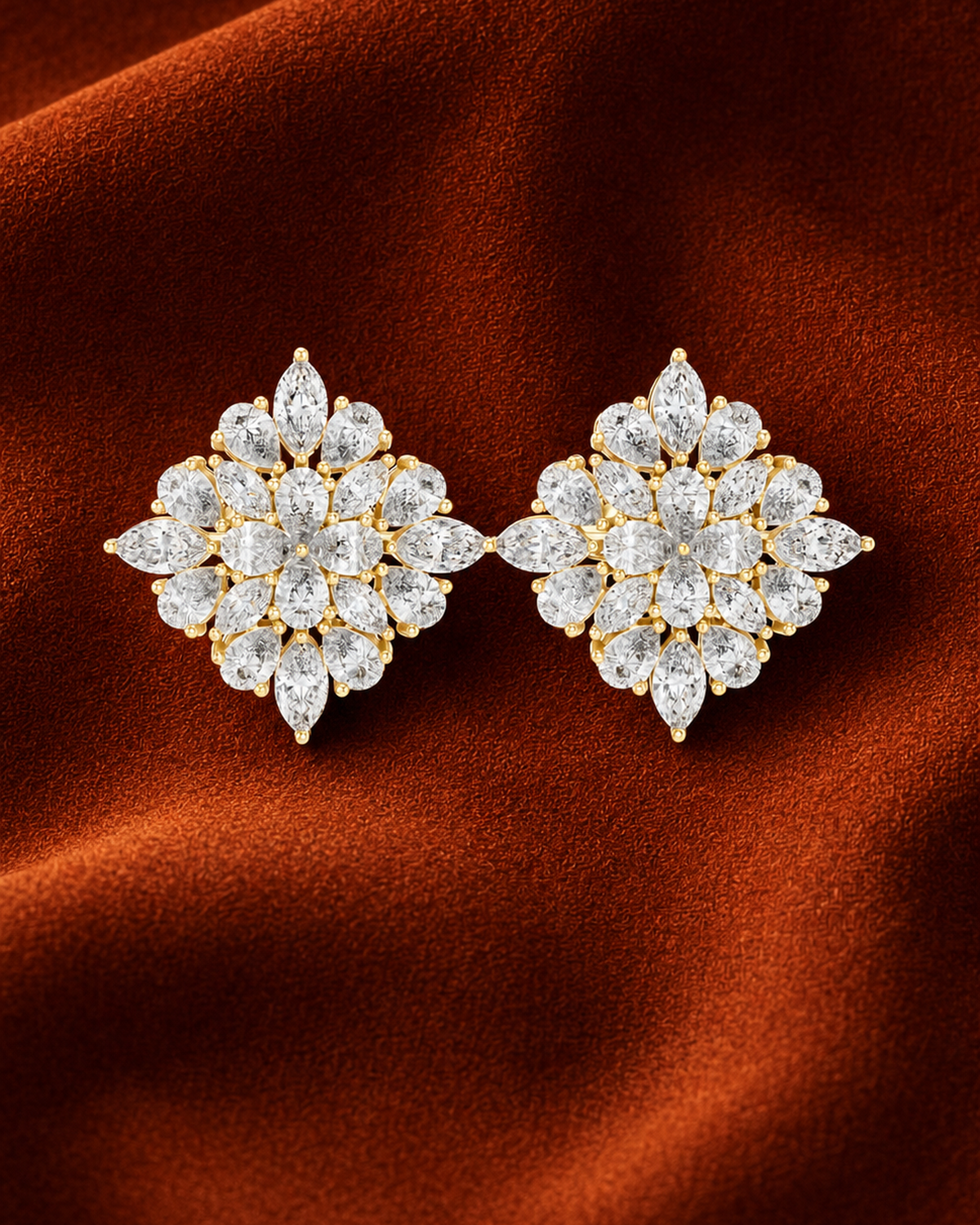 Rosette Diamond Stud Earrings by MONICONIC