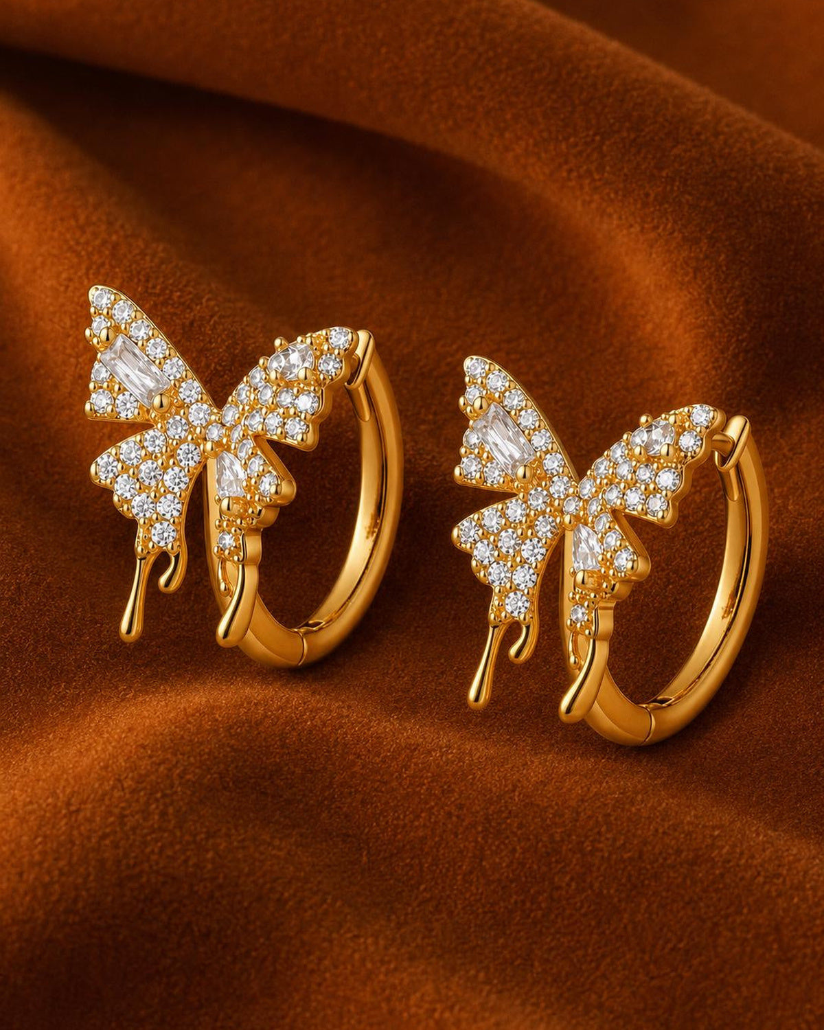 Crystal Butterfly Huggie Earrings