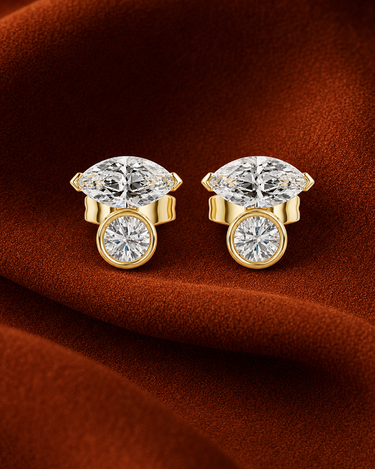 Marquise Round Diamond Studs by MONICONIC