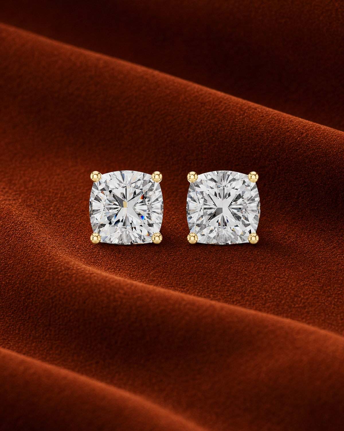 Cushion Lab-Grown Diamond Stud Earrings by MONICONIC