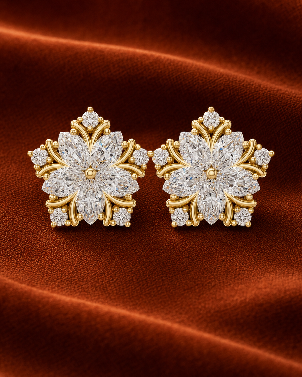 Marquise Petal Diamond Stud Earrings by MONICONIC