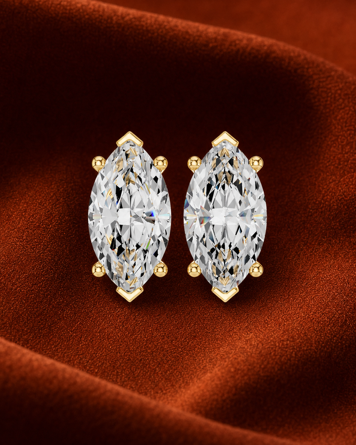 Marquise Solitaire Diamond Stud Earrings by MONICONIC