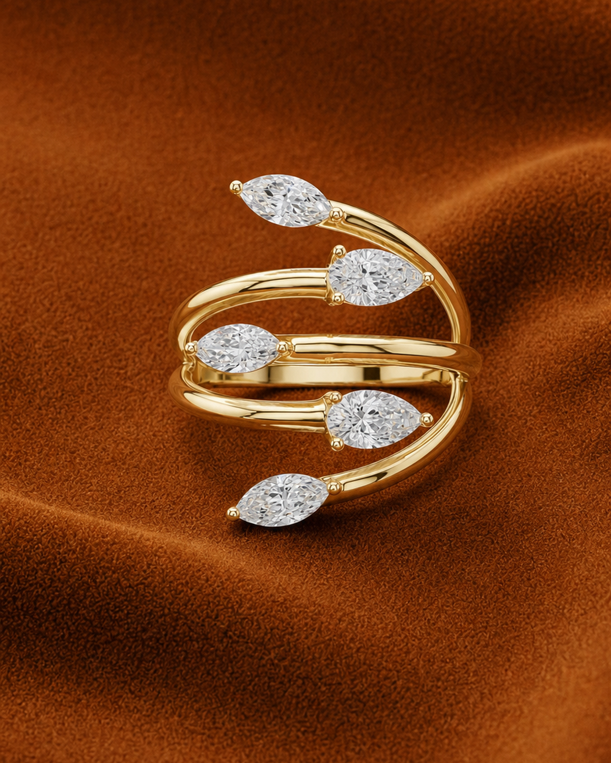 Marquise & Pear Wrap Ring by MONICONIC