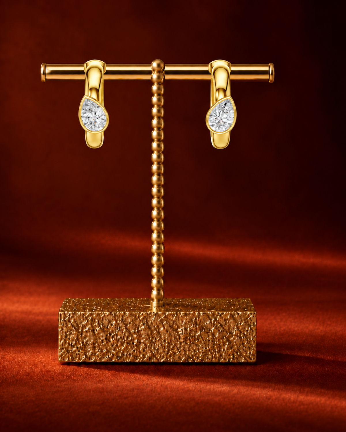 Pear Diamond Front Hoop Earrings by MONICONIC