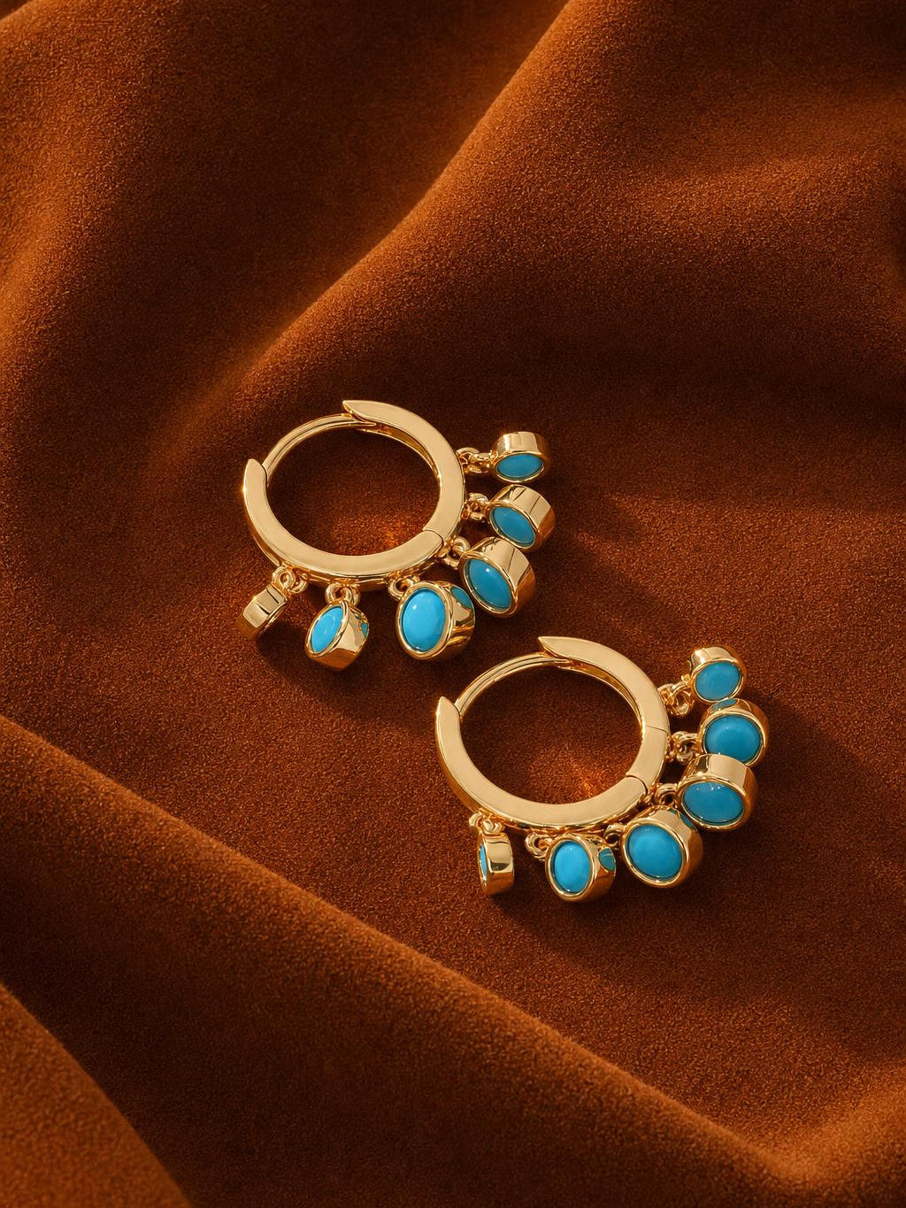 Turquoise Charm Hoop Earrings