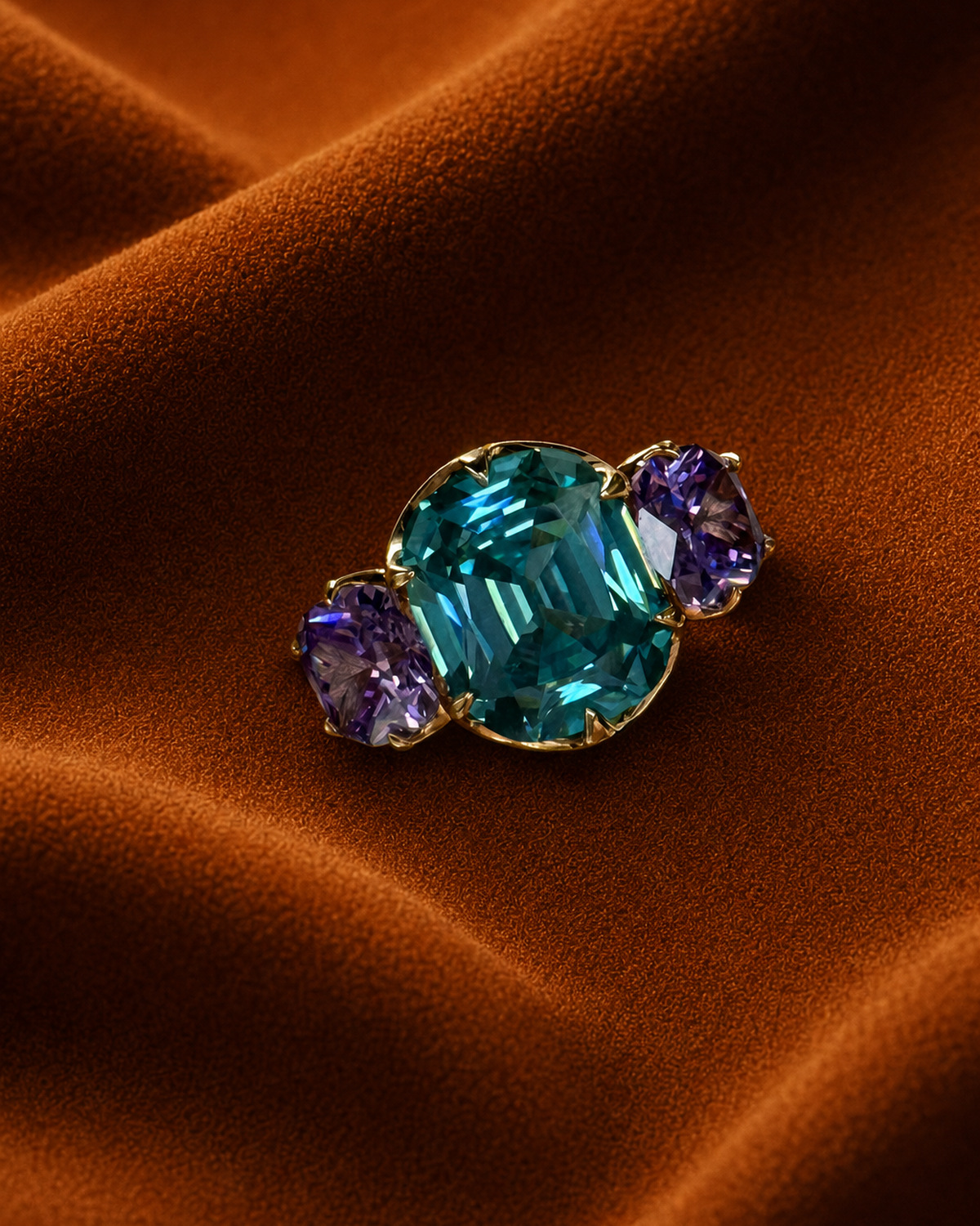 Ocean Teal Trio Cocktail Ring by MONICONIC