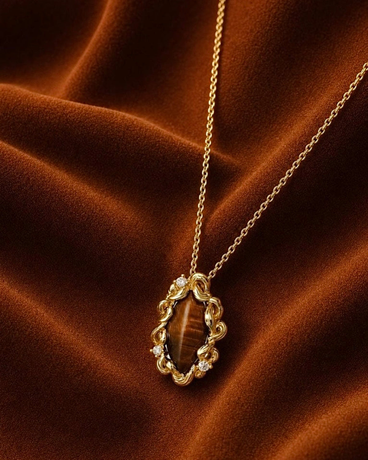 Tiger’s Eye Swirl Pendant Necklace