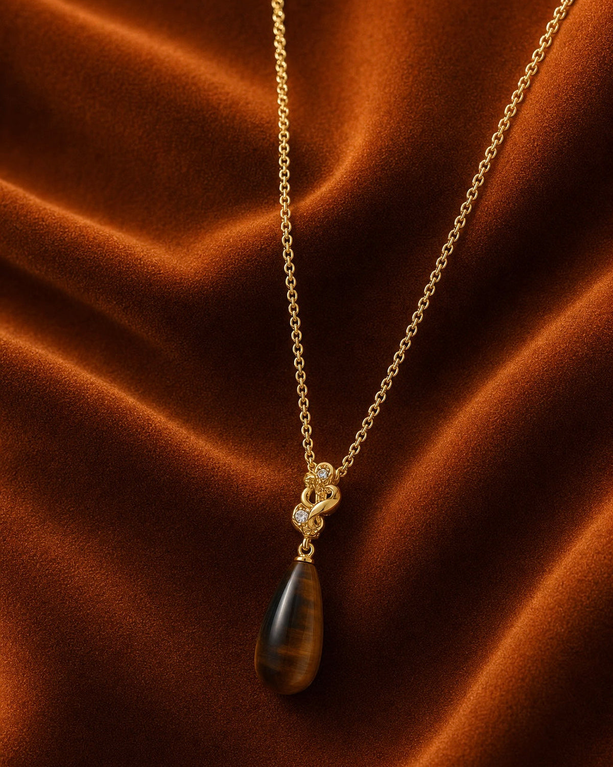 Tiger’s Eye Teardrop Necklace