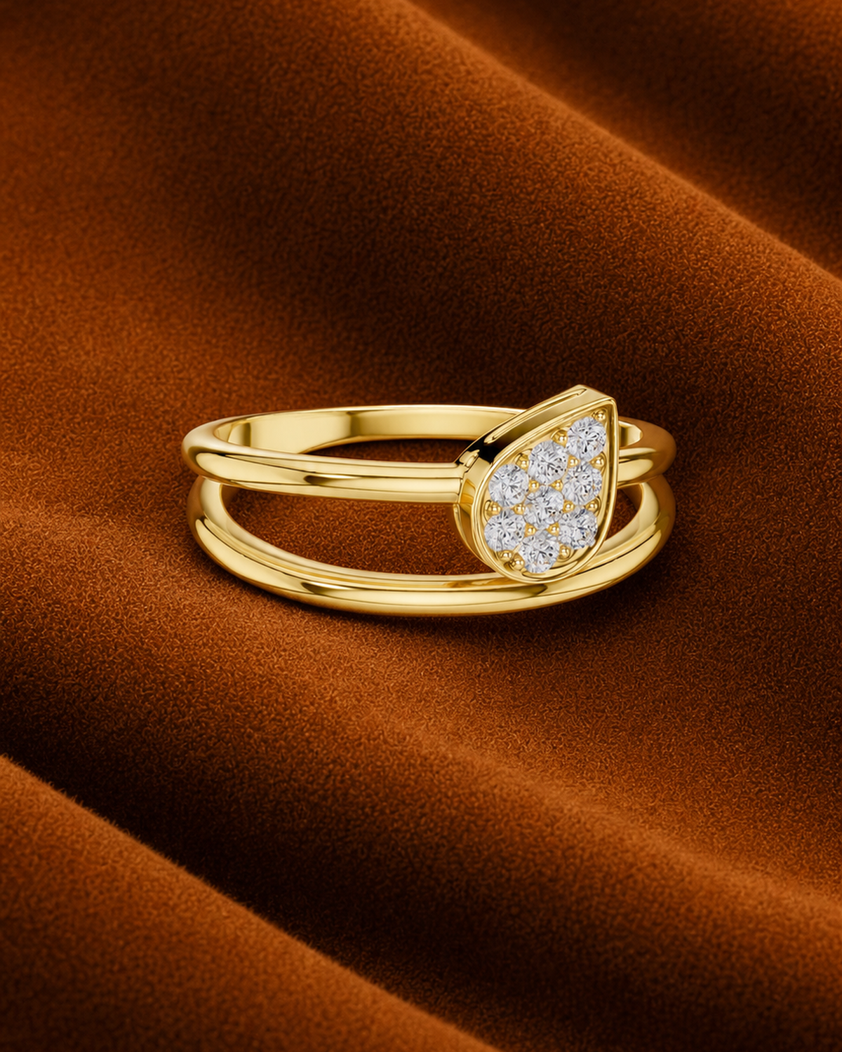 East West Pear Pavé Ring by MONICONIC