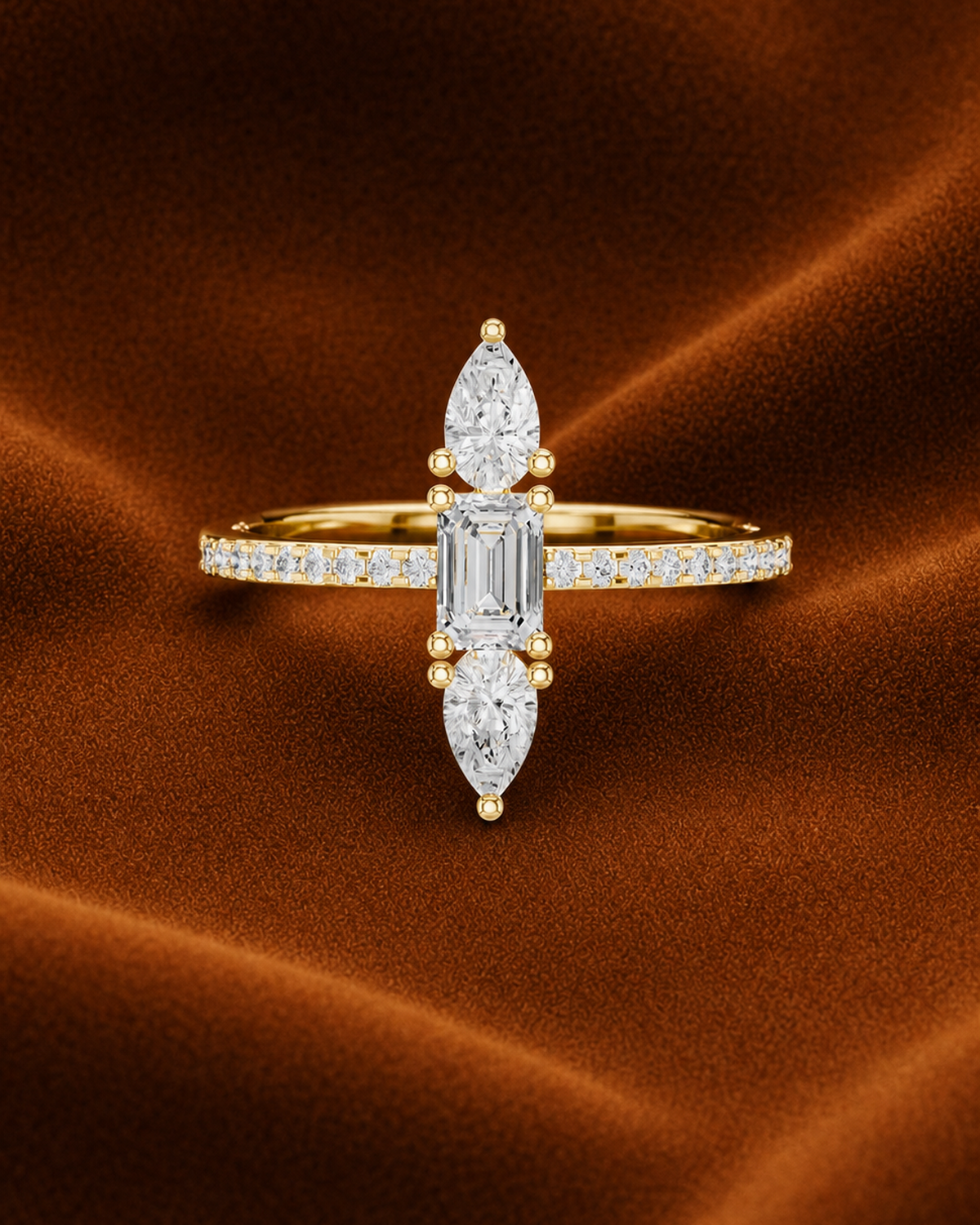 Emerald-Cut North South Ring by MONICONIC