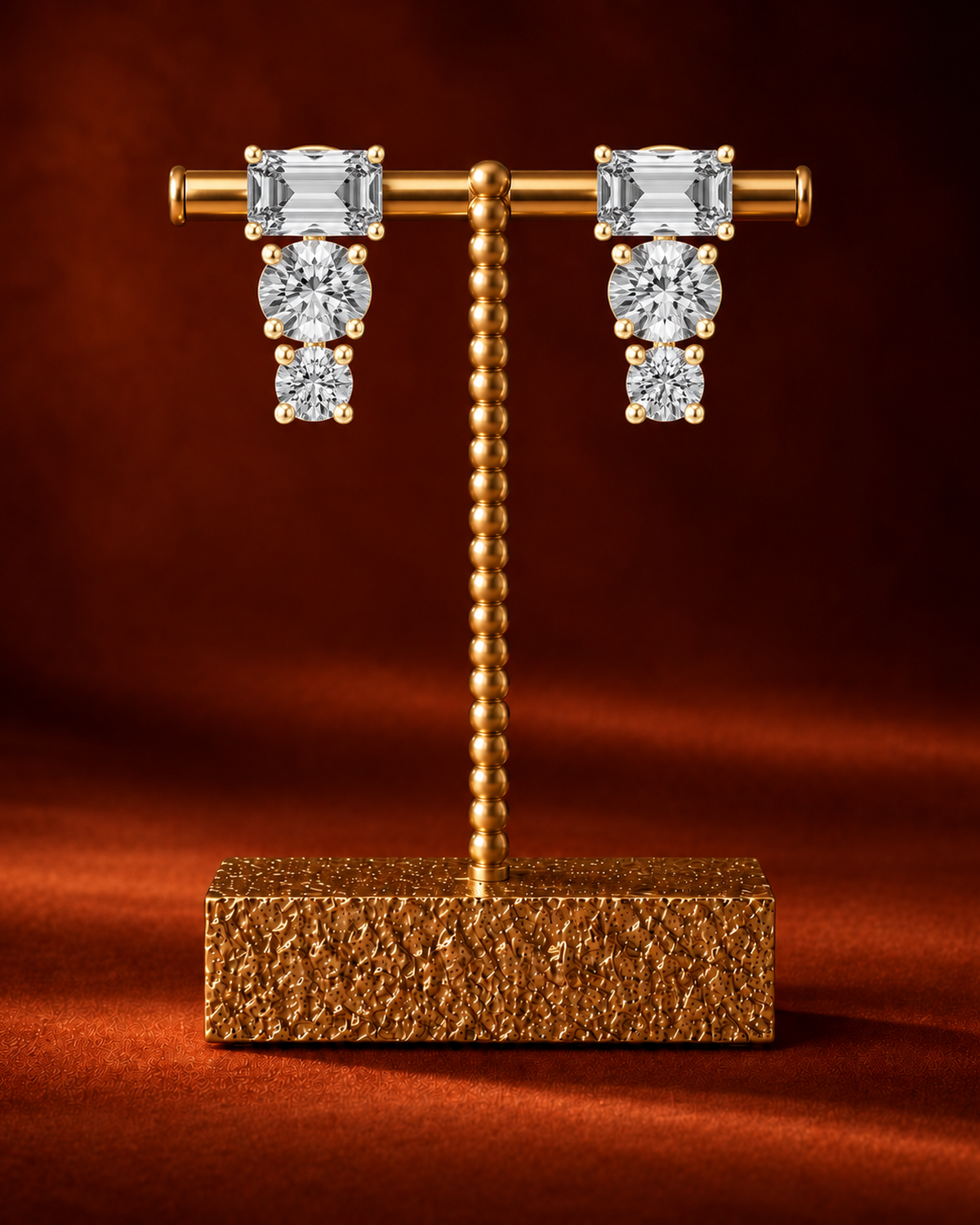 Mixed-Cut Trio Diamond Drop Earrings by MONICONIC