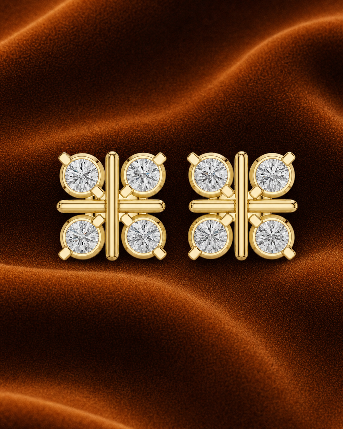 Grid Diamond Stud Earrings by MONICONIC