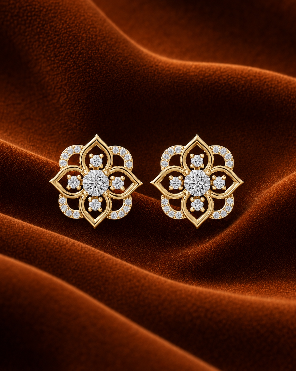 Quatrefoil Diamond Stud Earrings by MONICONIC