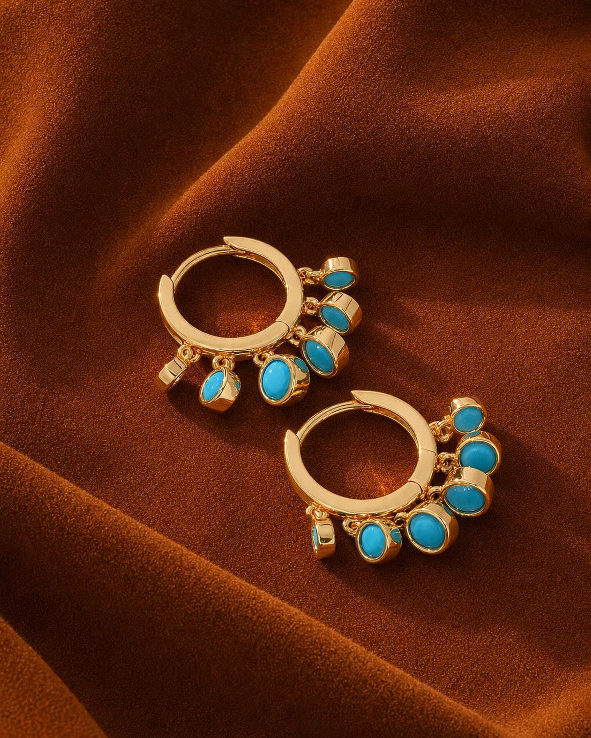 Turquoise Charm Hoop Earrings