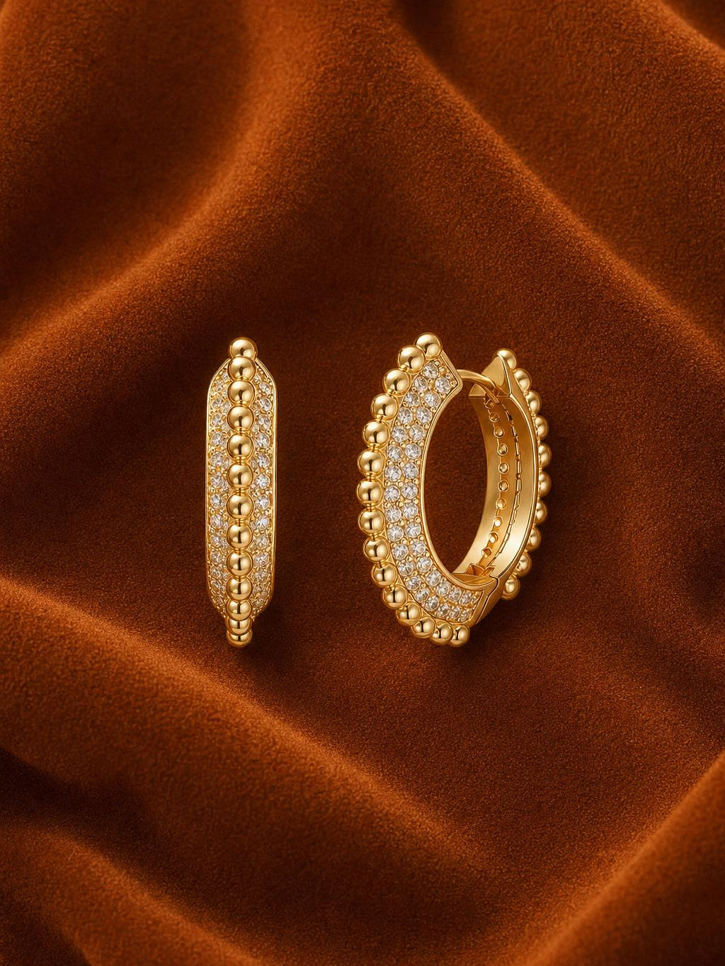 Beaded Pavé Hoop Earrings