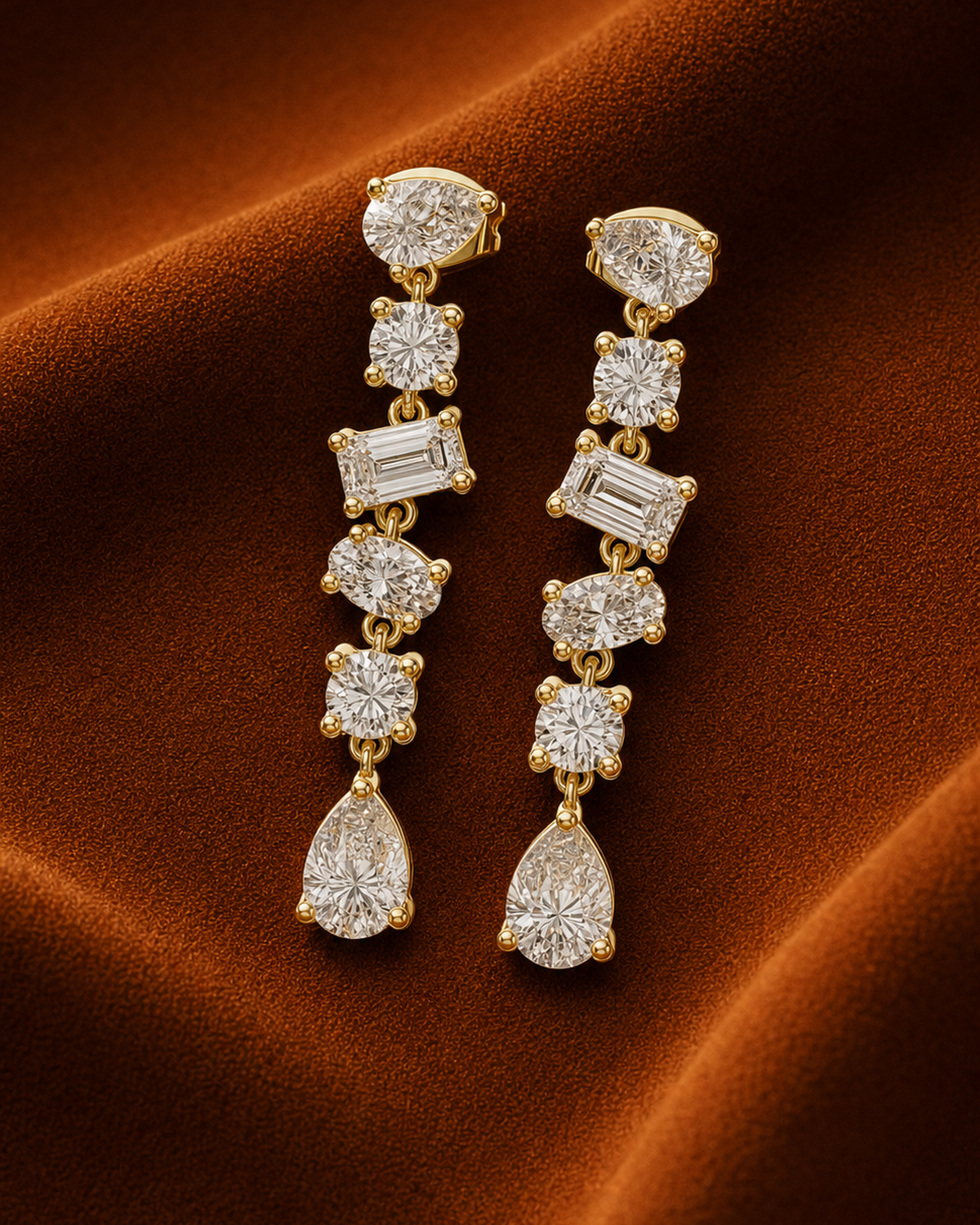 Mixed-Cut Diamond Drop Earrings by MONICONIC
