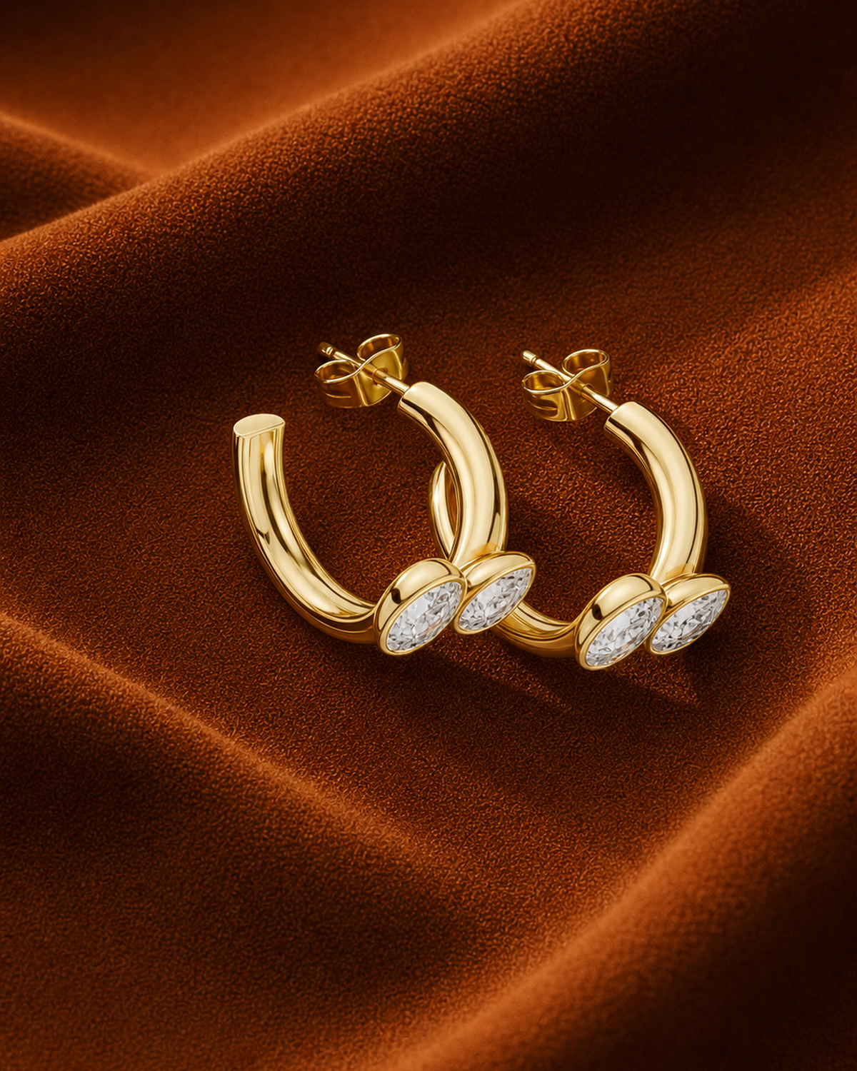 Pear Diamond Front Hoop Earrings by MONICONIC