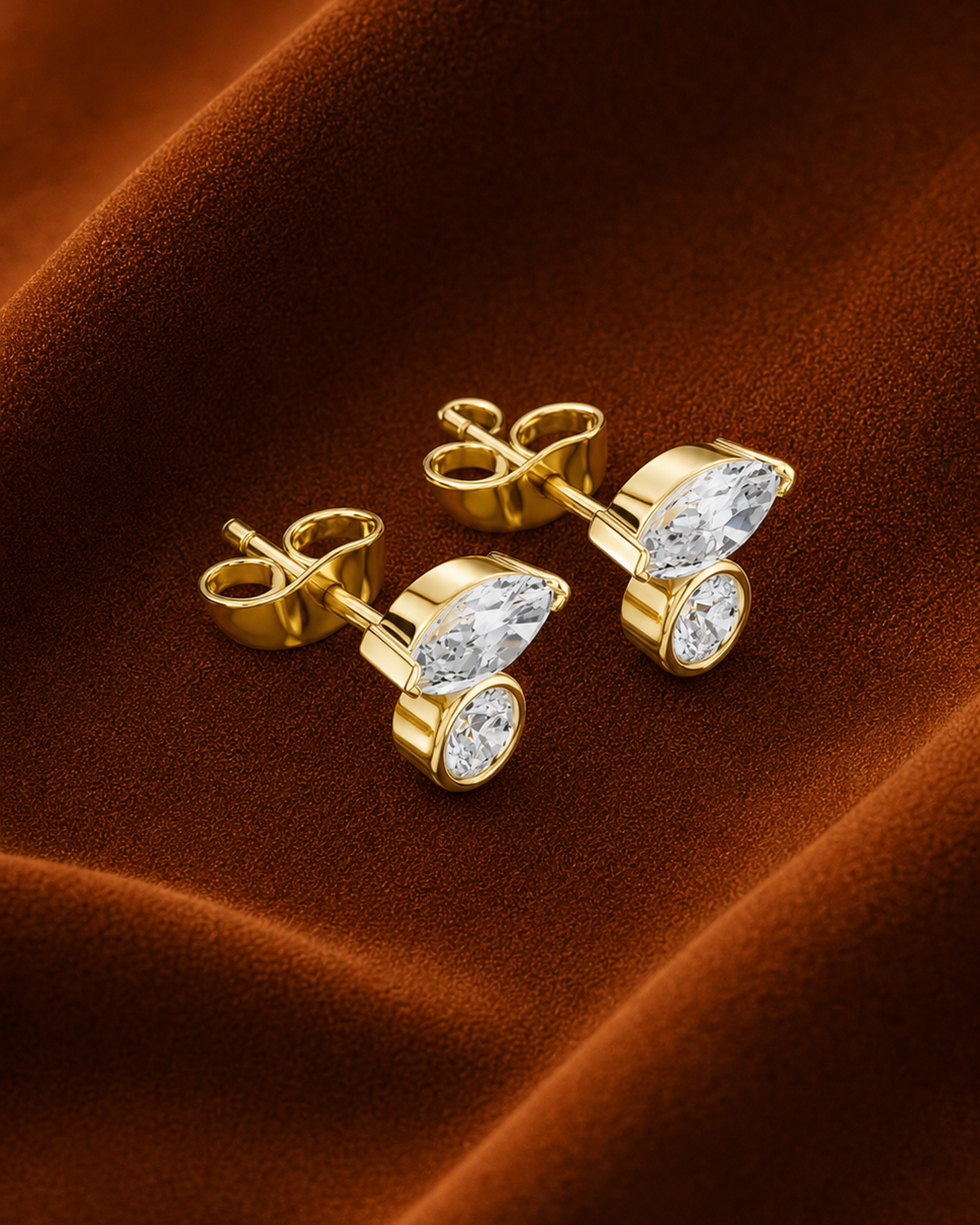 Marquise Round Diamond Studs by MONICONIC