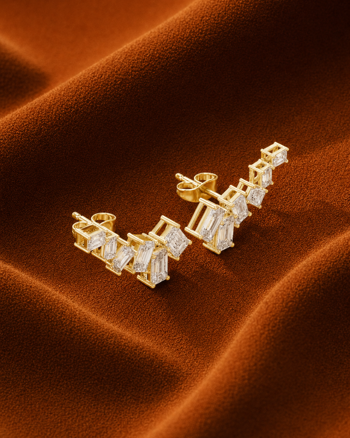 Emerald-Cut Diamond Climber Studs by MONICONIC