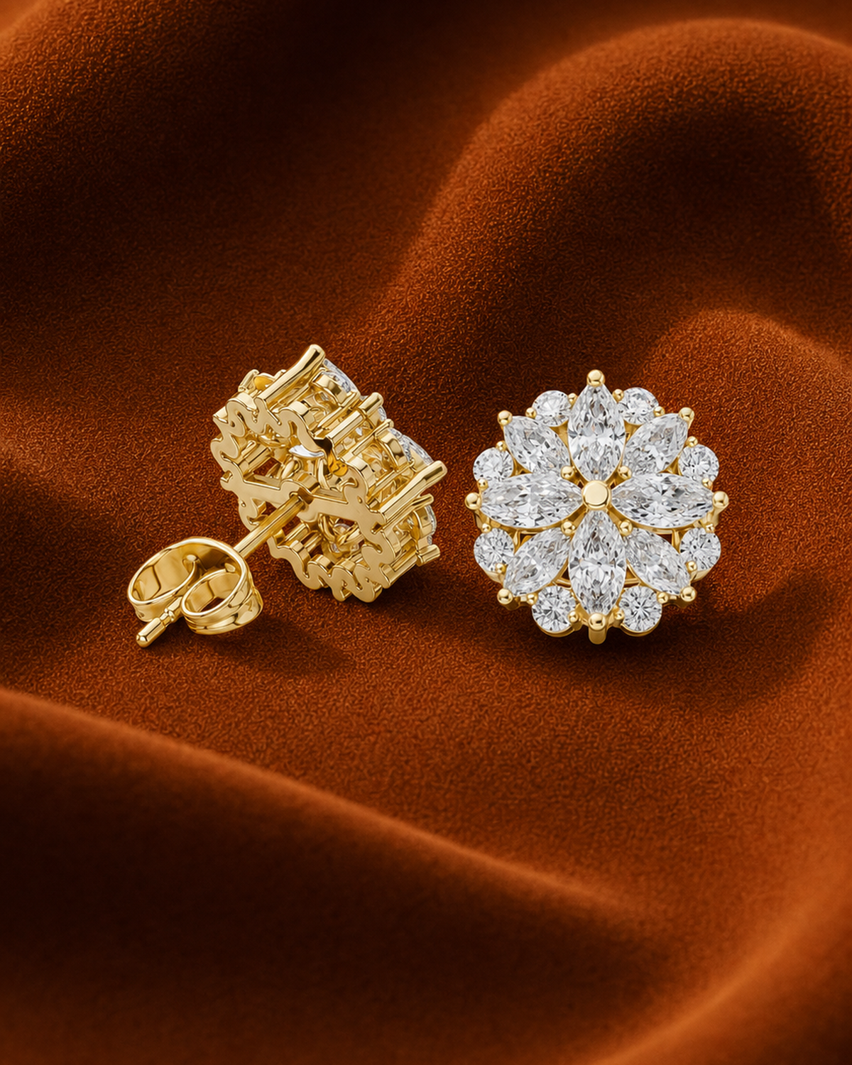 Marquise Rosette Stud Earrings by MONICONIC