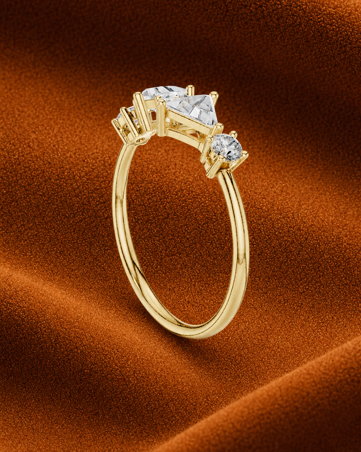 Trillion Round Five Stone Ring by MONICONIC