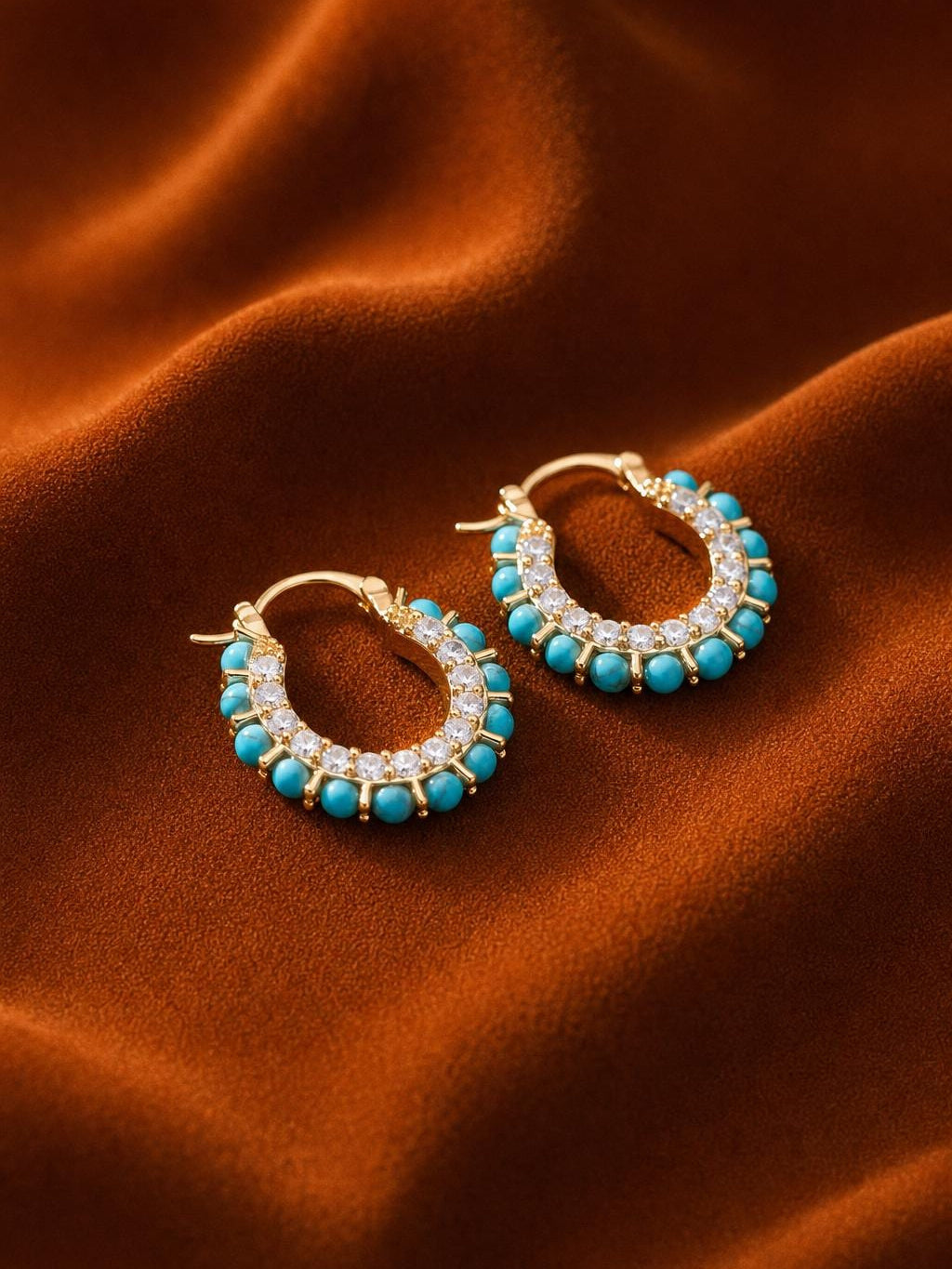 Turquoise Halo Hoop Earrings