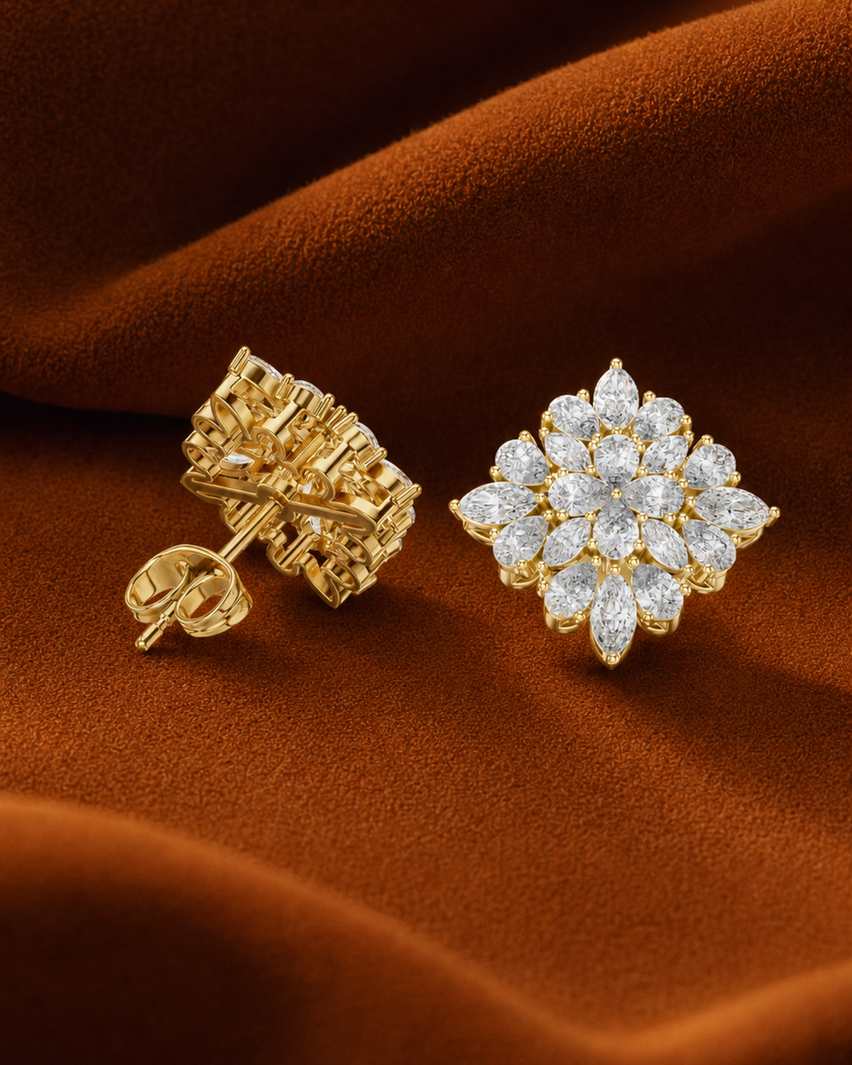 Rosette Diamond Stud Earrings by MONICONIC