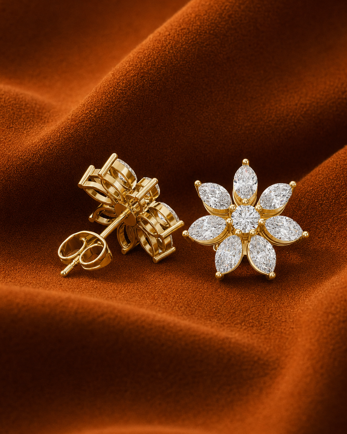 Marquise Flower Diamond Studs by MONICONIC