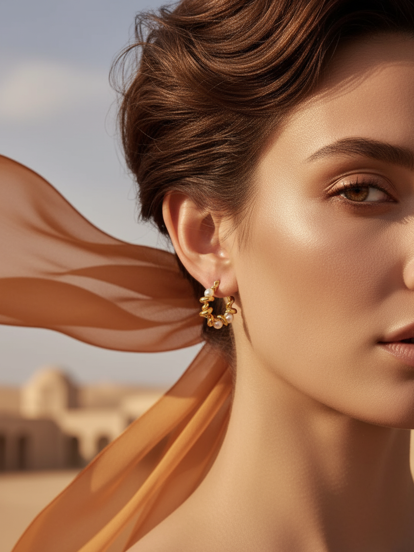 Whirl Pearl Hoops