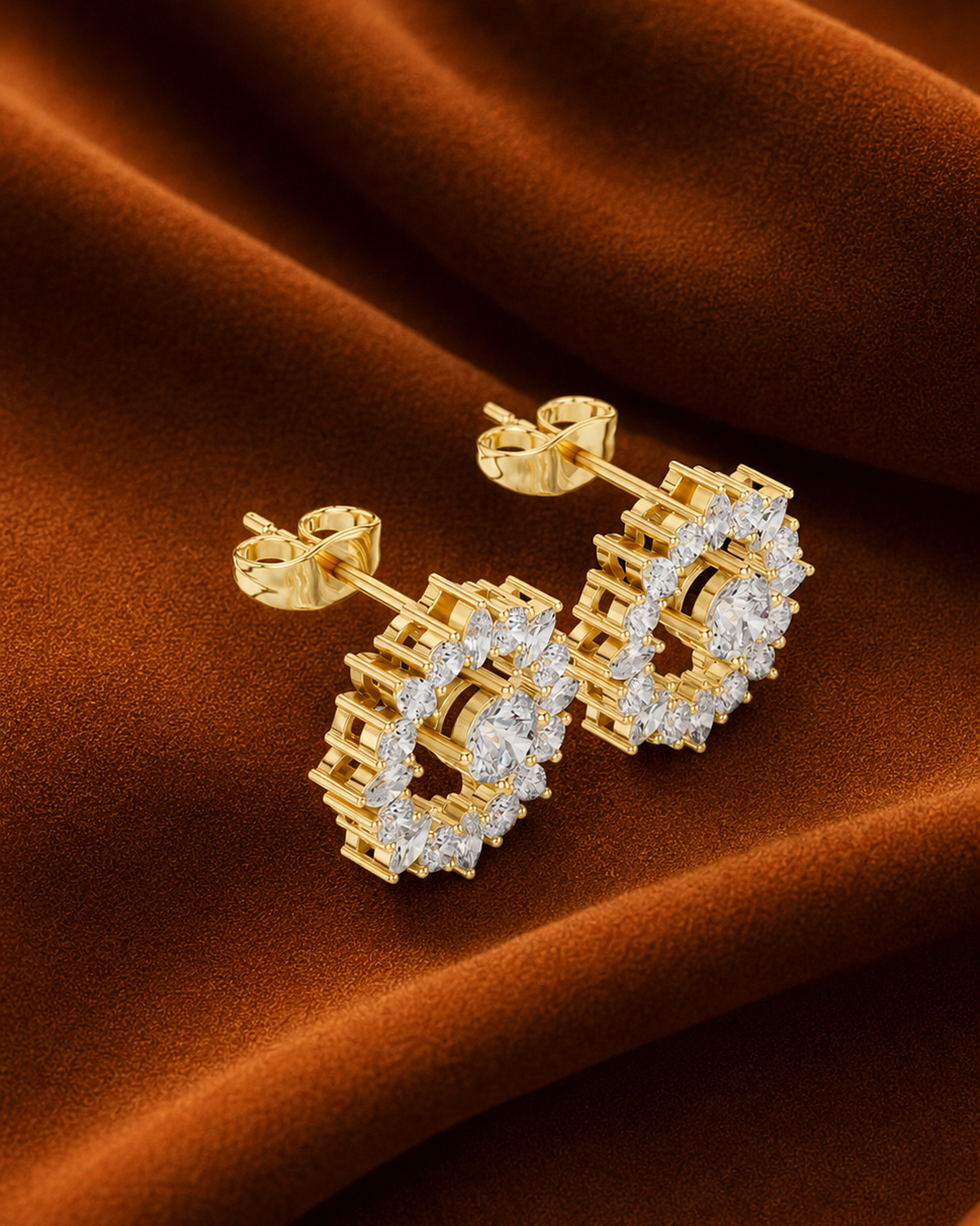 Marquise Wreath Diamond Stud Earrings by MONICONIC