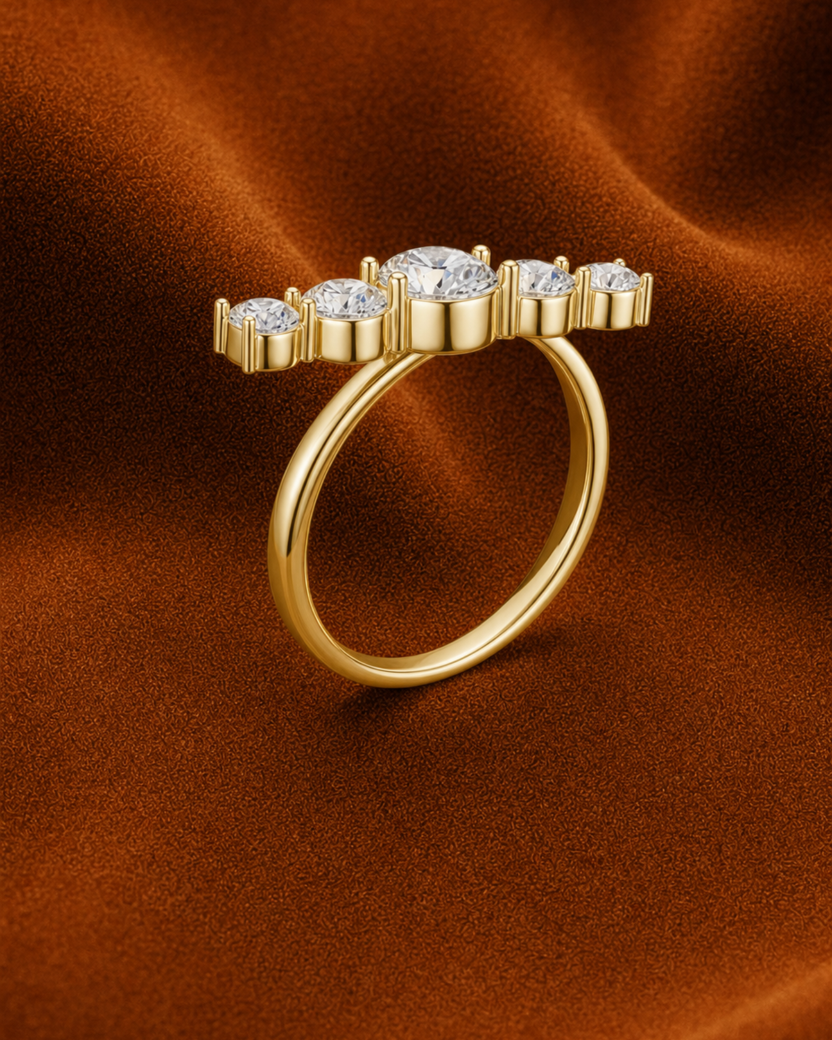 Five Stone Bypass Ring by MONICONIC
