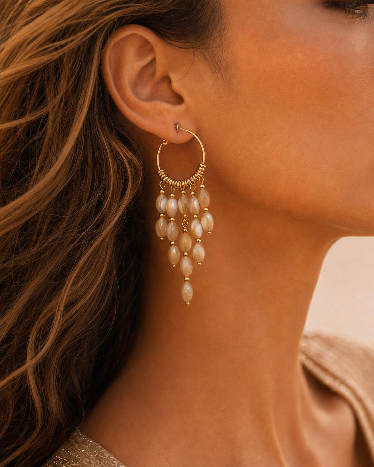 Shell Cascade Hoop Earrings