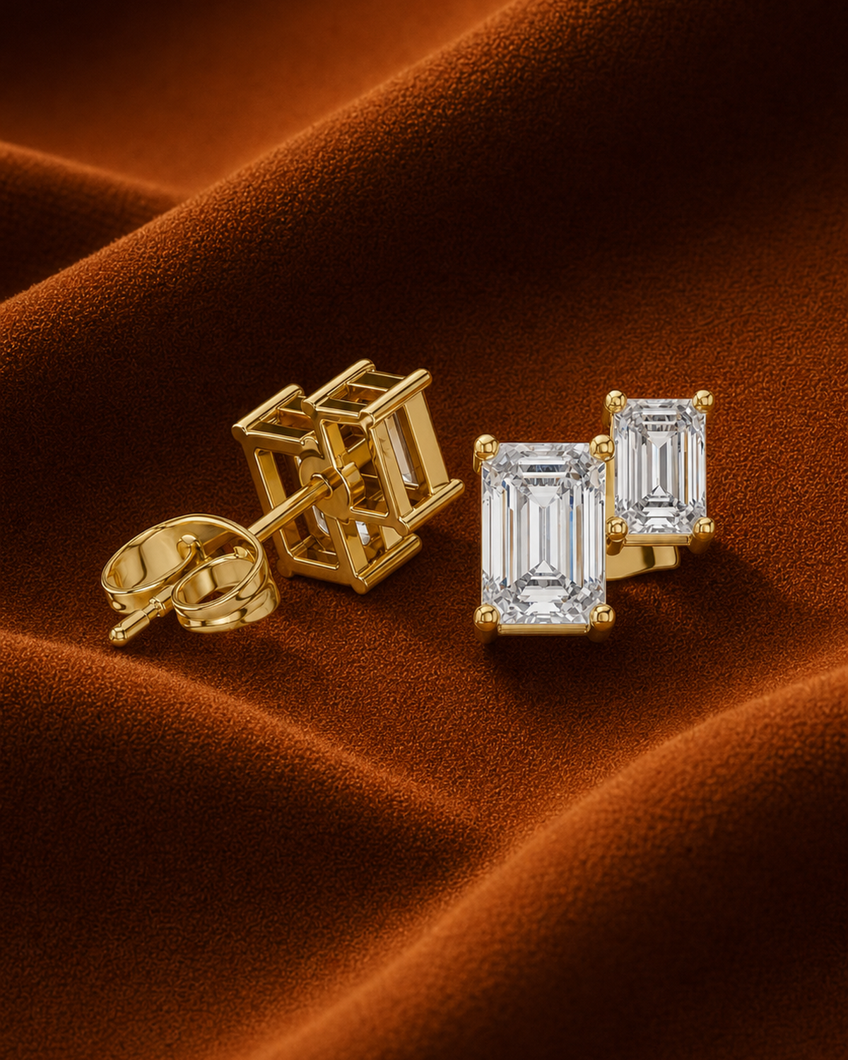 Double Emerald-Cut Diamond Studs by MONICONIC