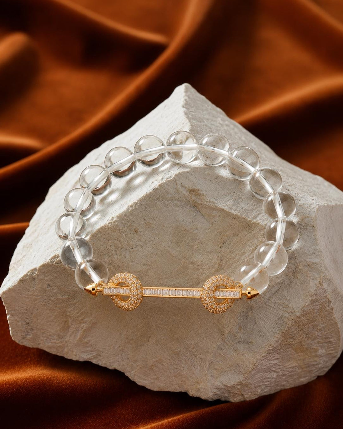 Clear Quartz Sculptural Bar Bracelet