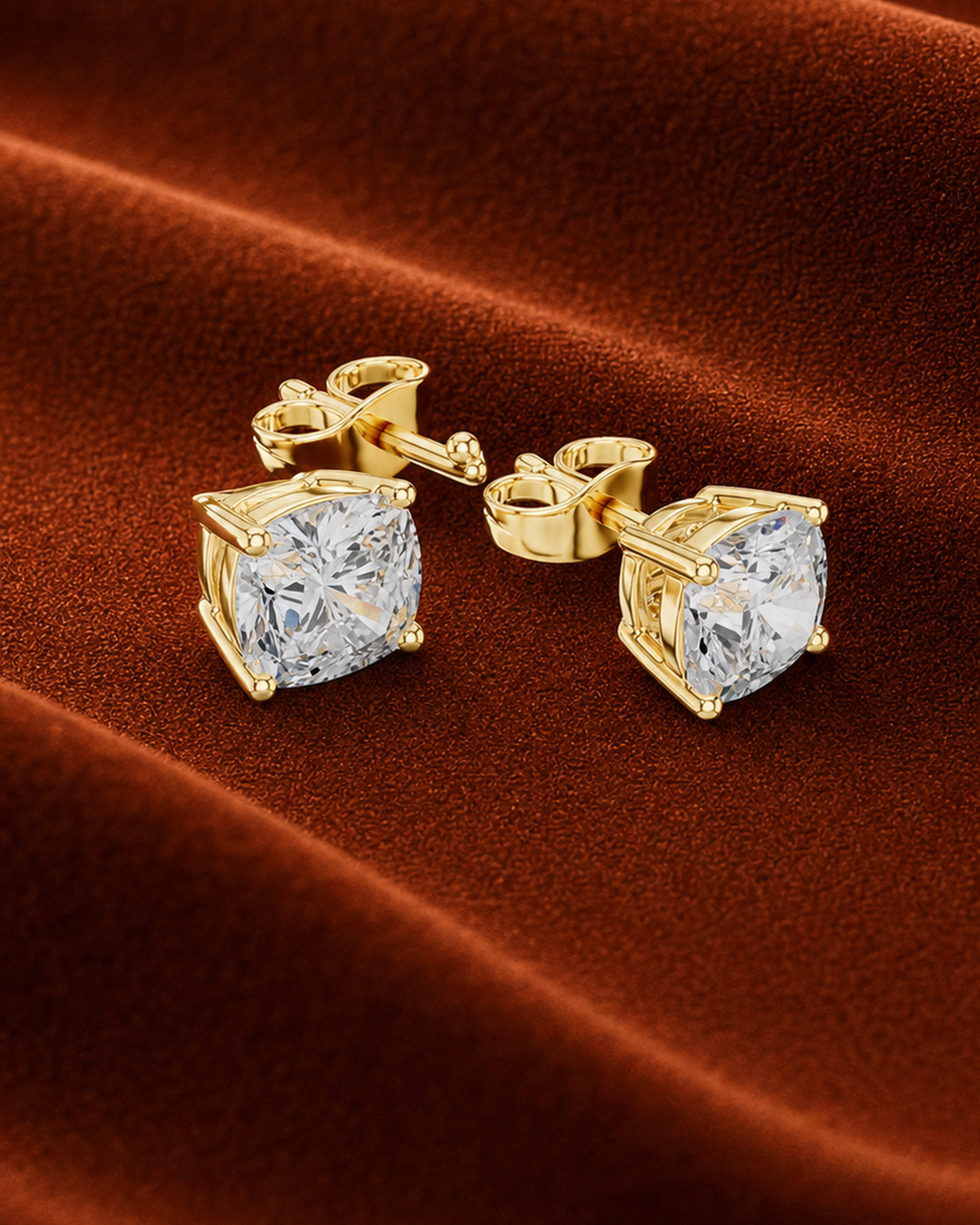 Cushion Lab-Grown Diamond Stud Earrings by MONICONIC