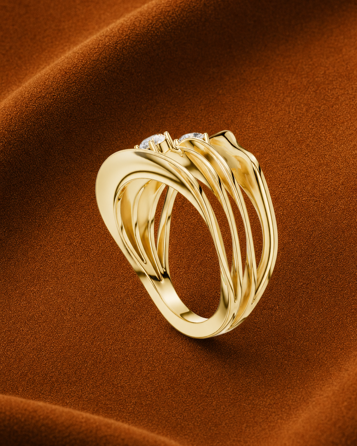 Three-Diamond Bypass Ring by MONICONIC