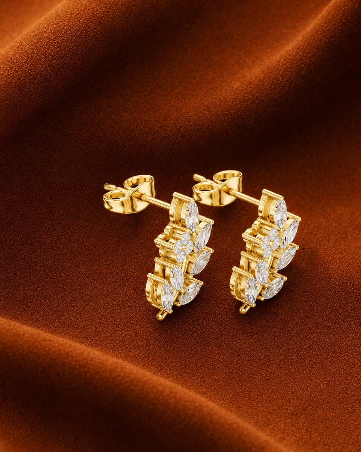 Vine Marquise Diamond Stud Earrings by MONICONIC