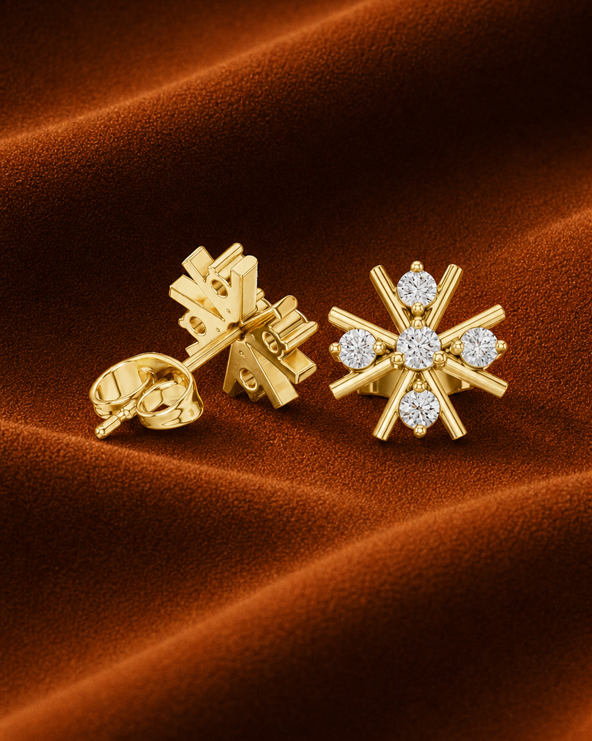 Starburst Diamond Stud Earrings by MONICONIC