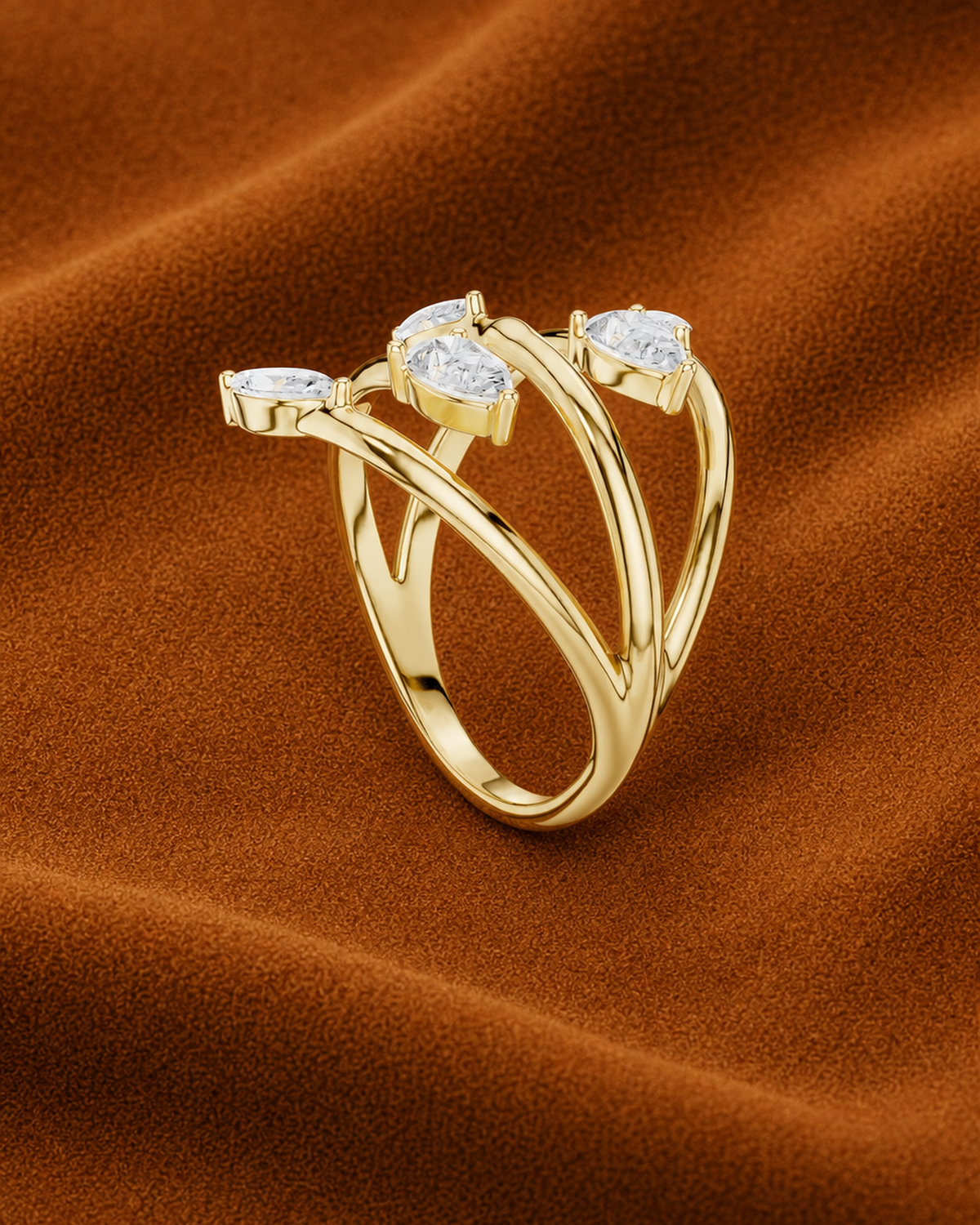 Marquise & Pear Wrap Ring by MONICONIC