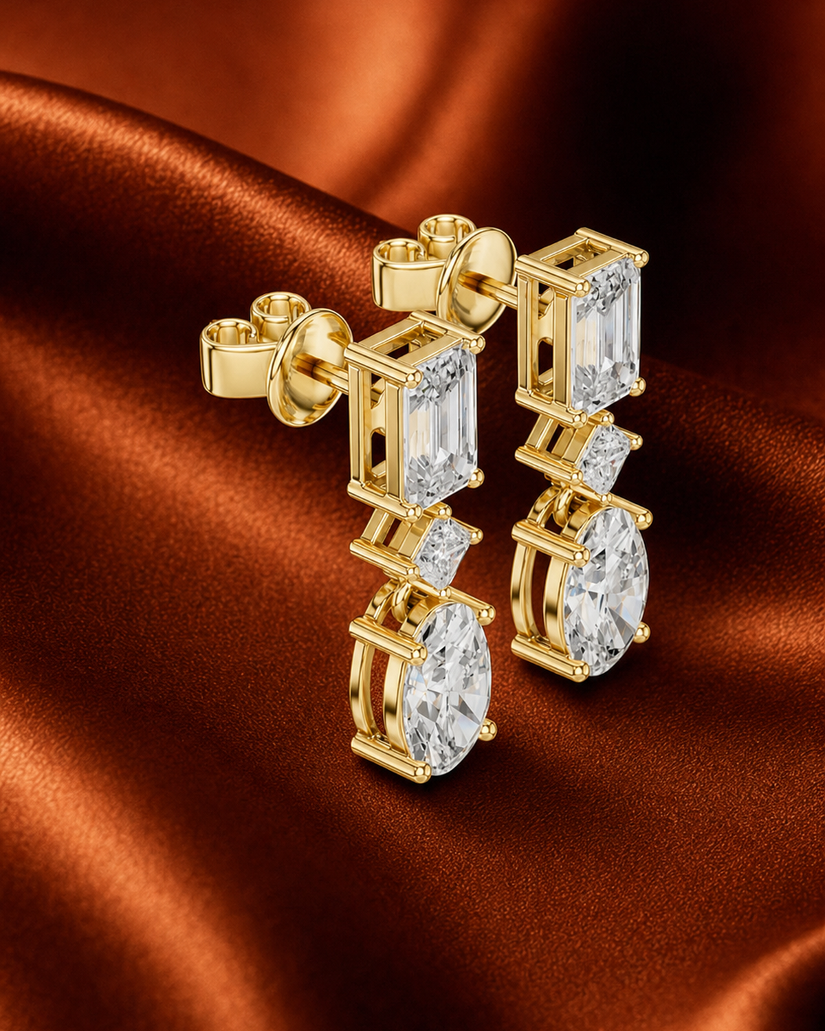 Mixed-Cut Lab-Grown Diamond Drop Earrings by MONICONIC
