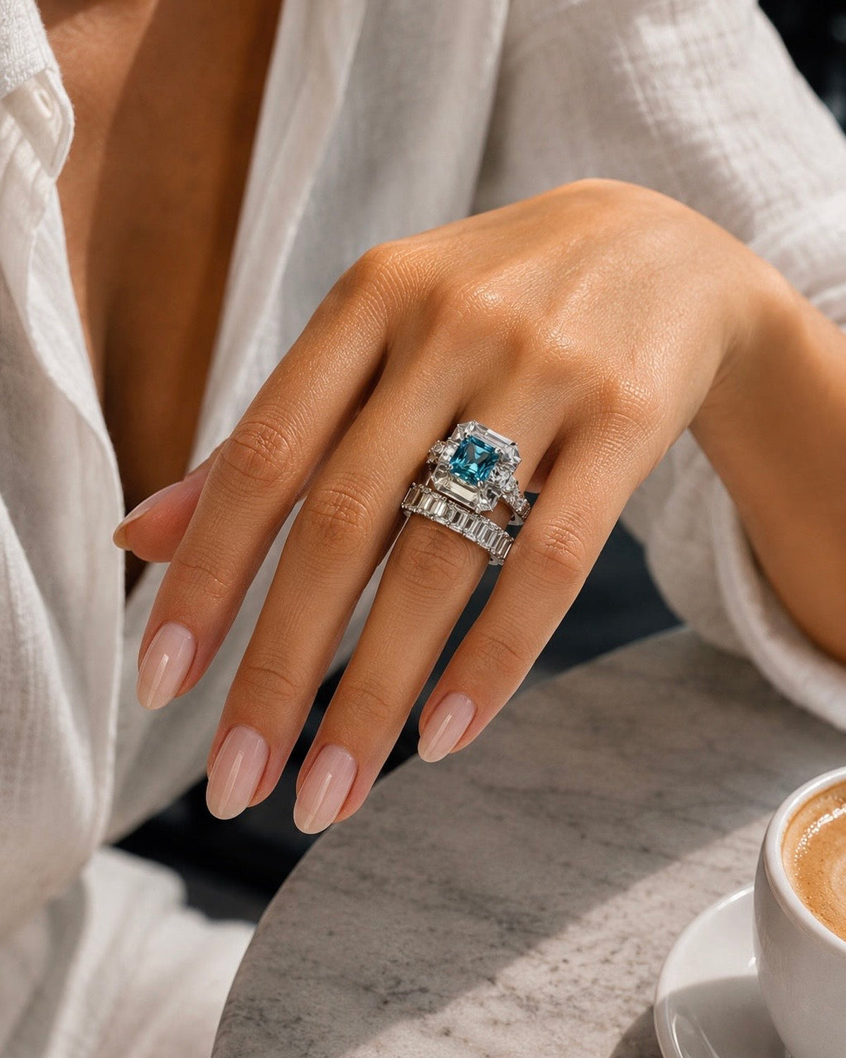 Emerald-Cut Duo Crystal Ring