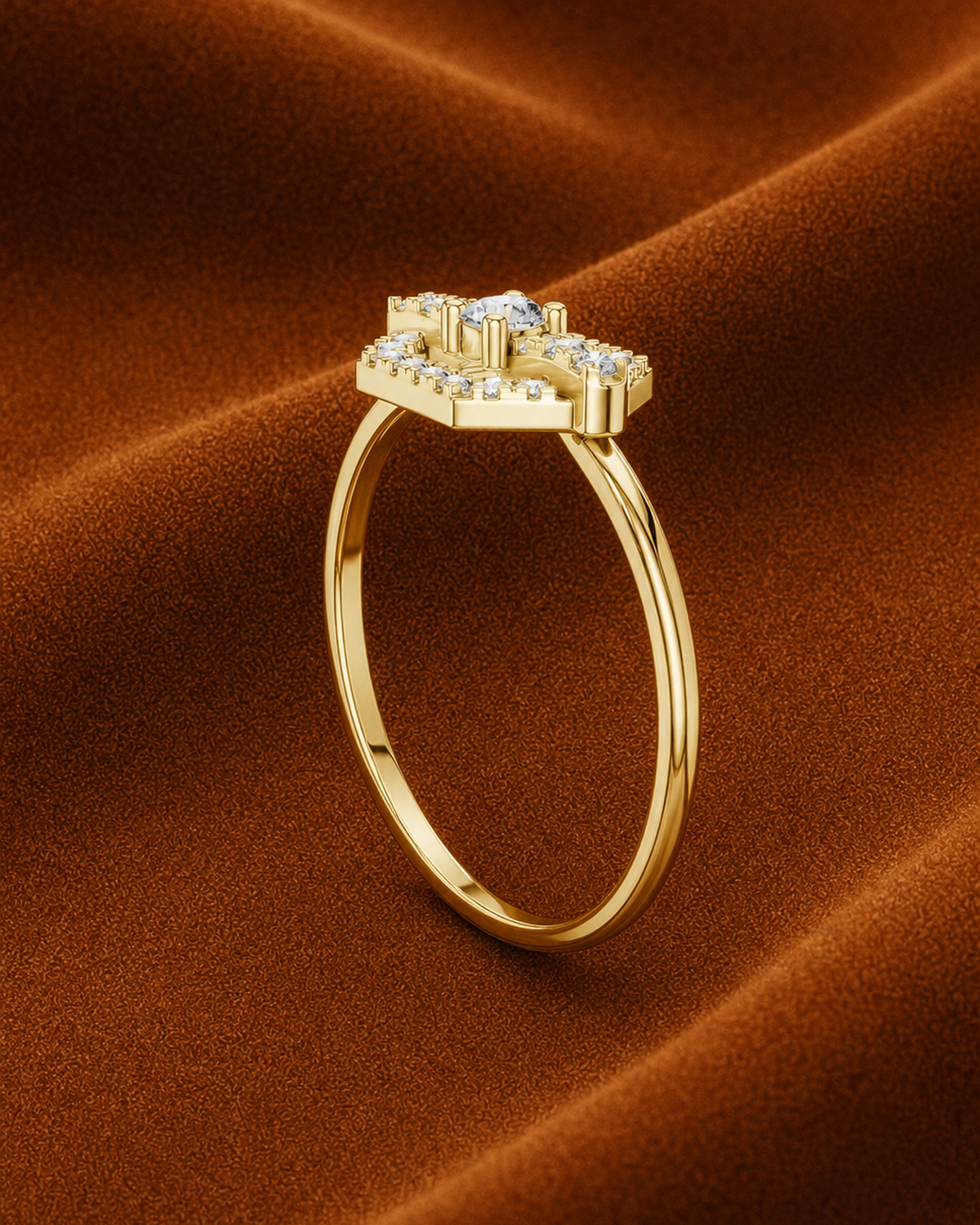 Open Hexagon Halo Ring by MONICONIC