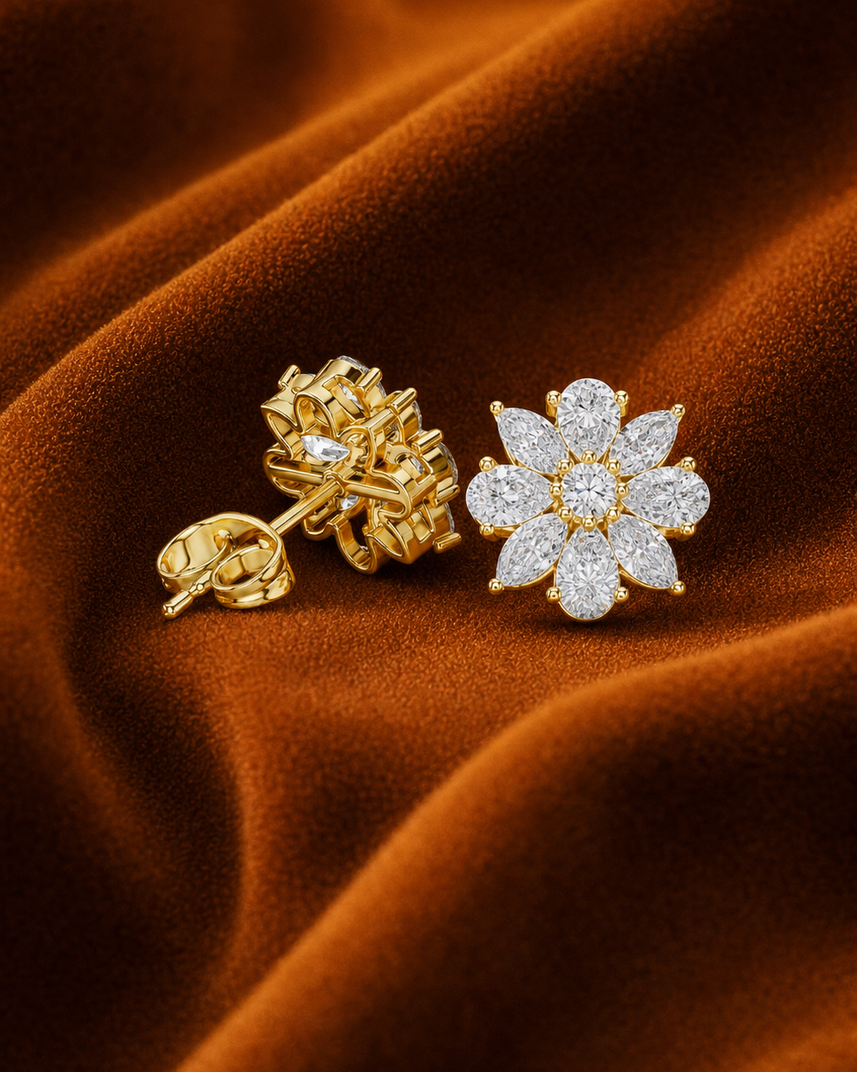 Lab-Grown Diamond Rosette Stud Earrings by MONICONIC