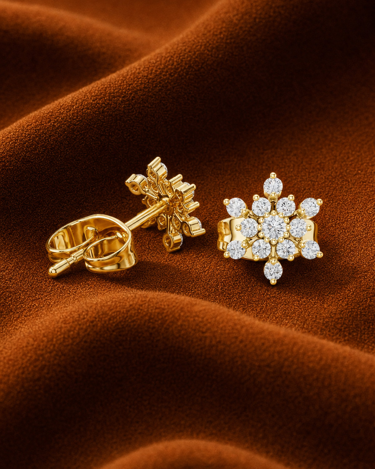 Snowflake Diamond Stud Earrings by MONICONIC