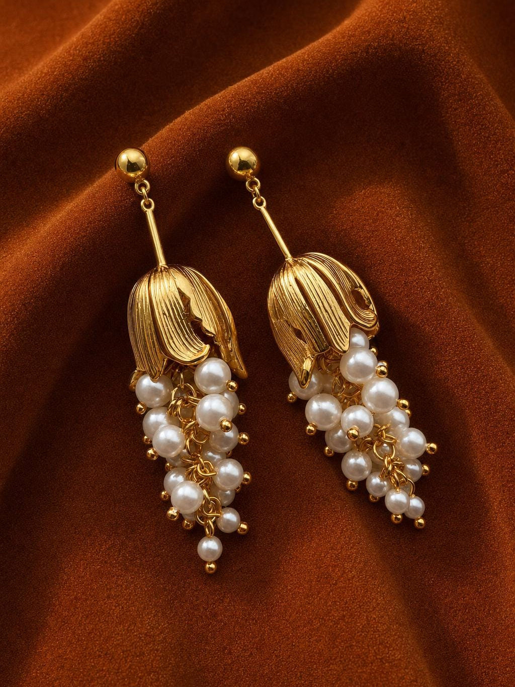 Cascade Bloom Pearl Drop Earrings