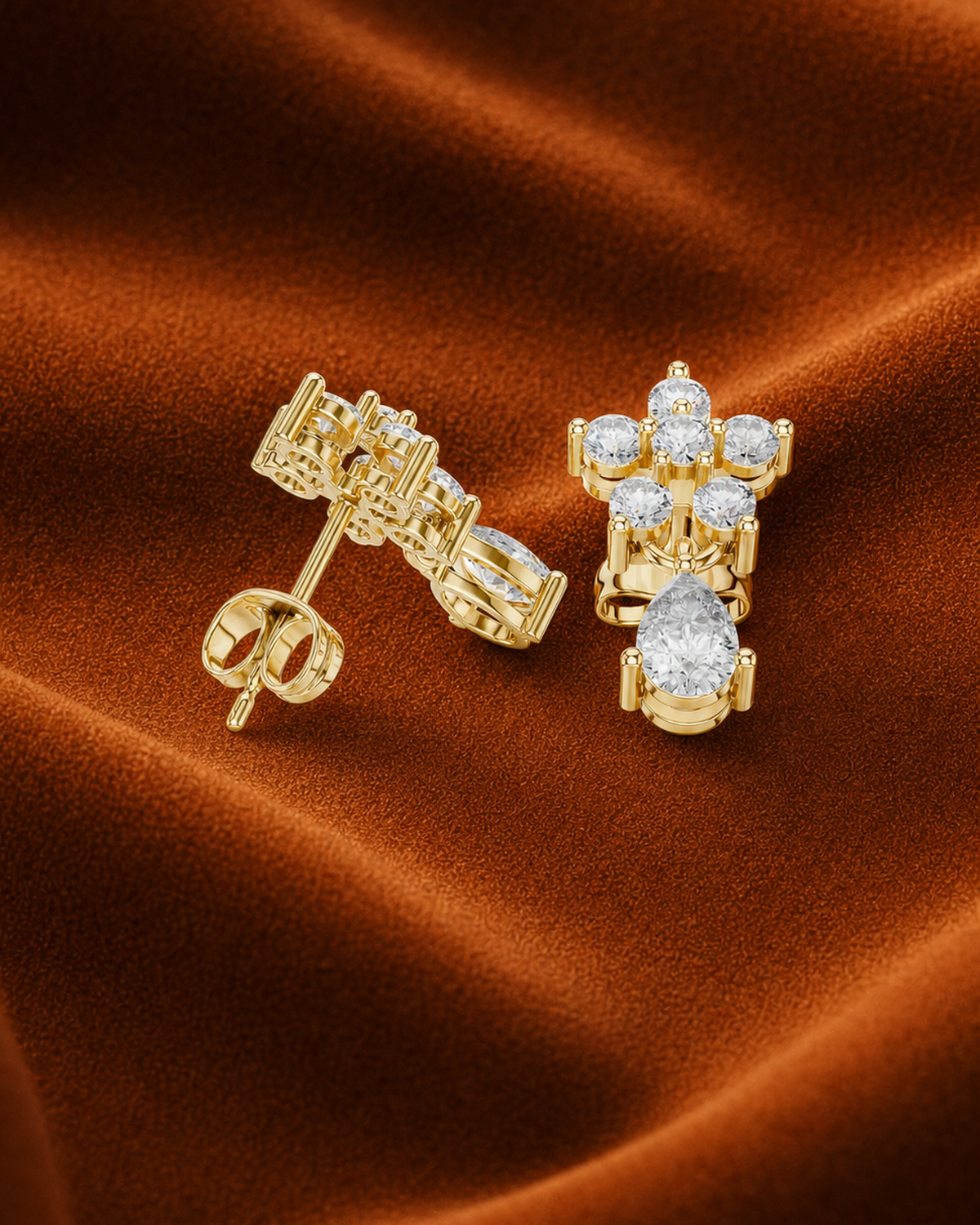 Rosette Pear Drop Earrings by MONICONIC