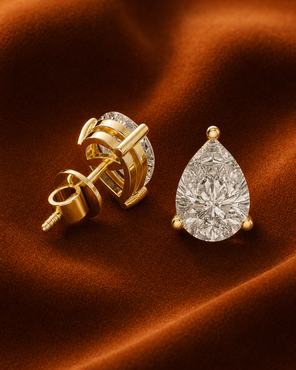 Pear Lab Grown Diamond Stud Earrings by MONICONIC