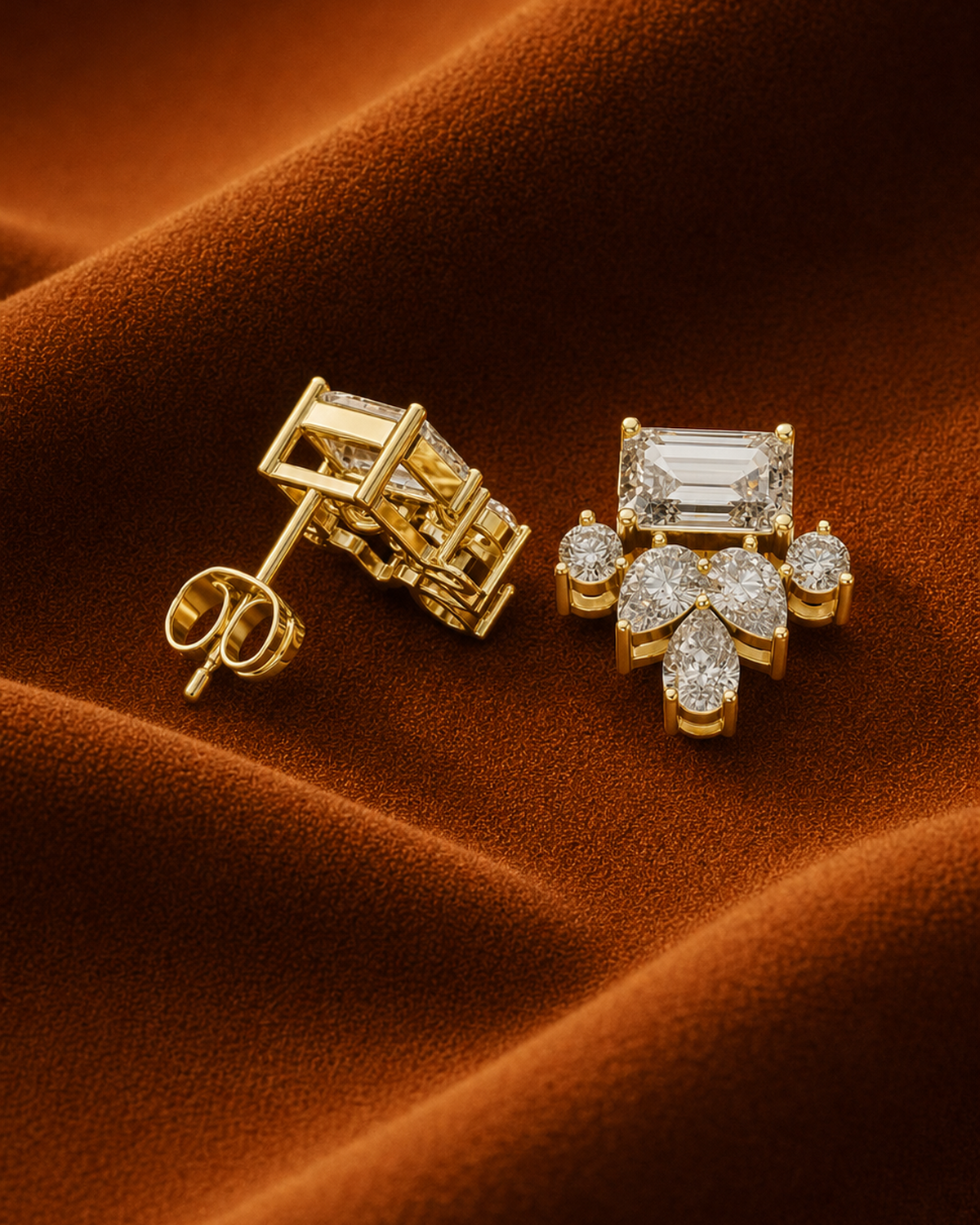 Emerald-Cut Cluster Lab-Grown Diamond Studs by MONICONIC